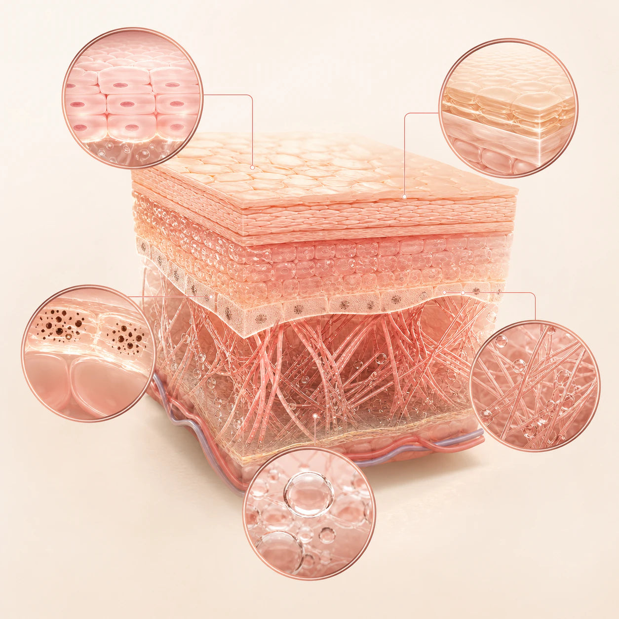 Educational illustration of visible skin recovery